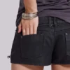 Czarne, powlekane mini szorty dżinsowe Ardor
