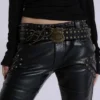 Czarne spodnie typu bootcut „Carbon Black Studded Drift”
