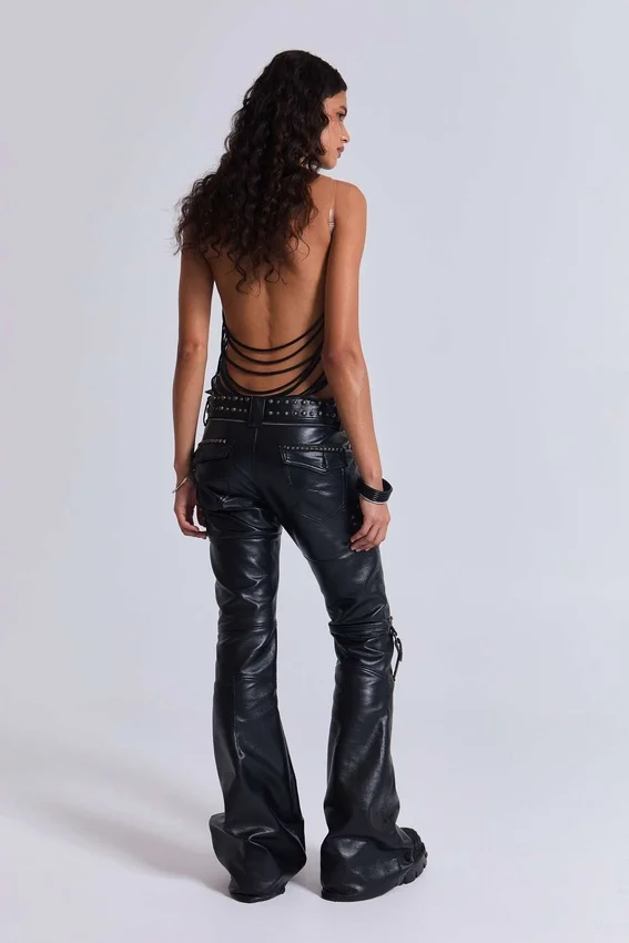 Czarne spodnie typu bootcut „Carbon Black Studded Drift”