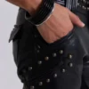 Czarne spodnie typu bootcut „Carbon Black Studded Drift”