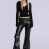 Czarne spodnie typu bootcut „Carbon Black Studded Drift”