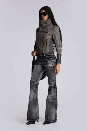 Czarne, sprane jeansy typu bootcut „Drift”