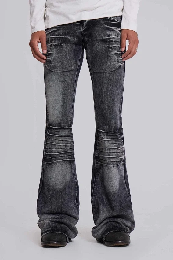 Czarne, sprane jeansy typu bootcut „Drift”