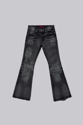 Czarne, sprane jeansy typu bootcut „Drift”