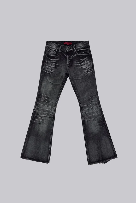 Czarne, sprane jeansy typu bootcut „Drift”