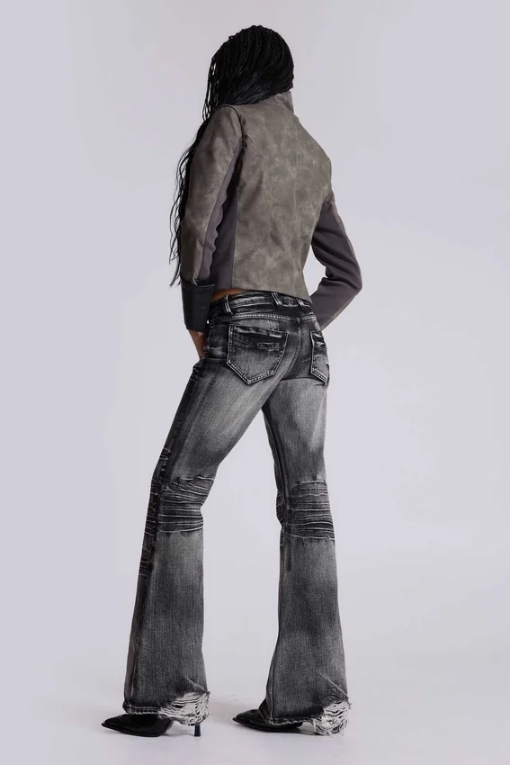 Czarne, sprane jeansy typu bootcut „Drift”