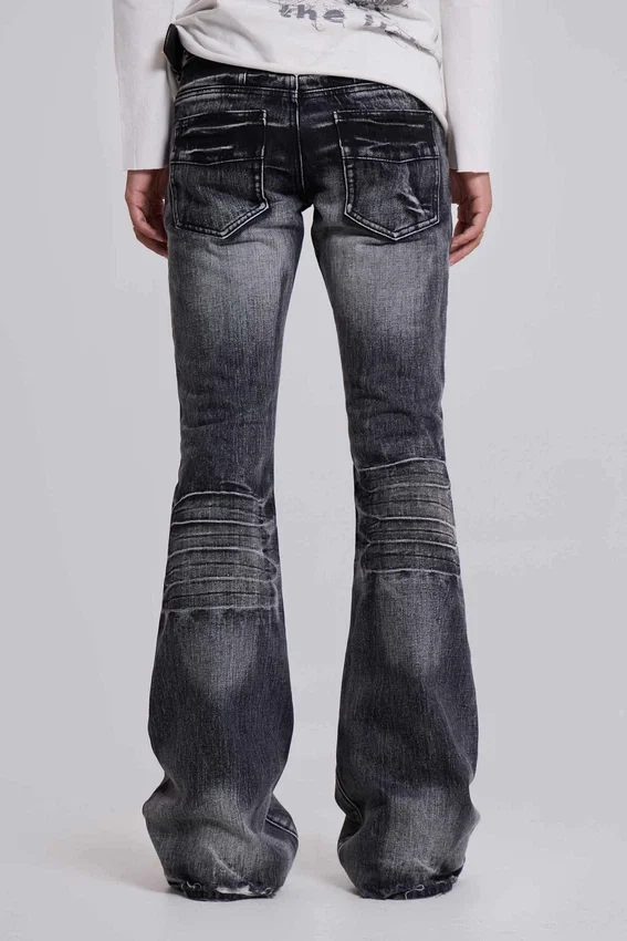 Czarne, sprane jeansy typu bootcut „Drift”