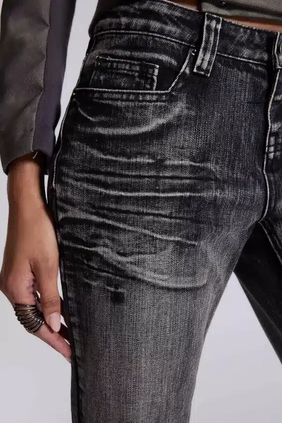 Czarne, sprane jeansy typu bootcut „Drift”