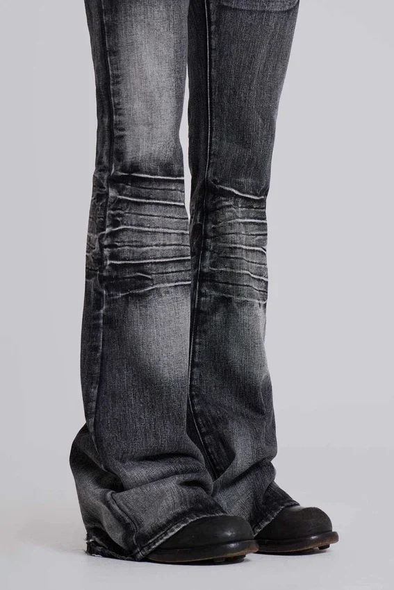 Czarne, sprane jeansy typu bootcut „Drift”