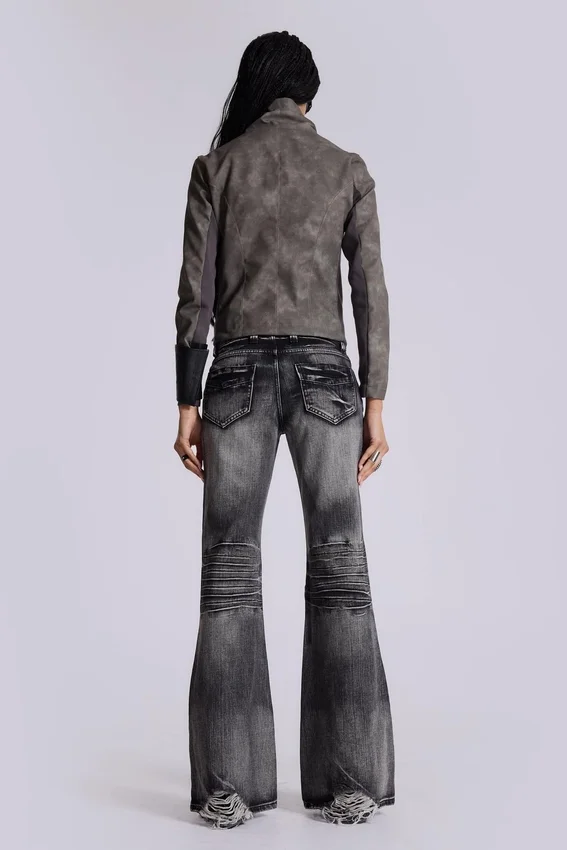 Czarne, sprane jeansy typu bootcut „Drift”