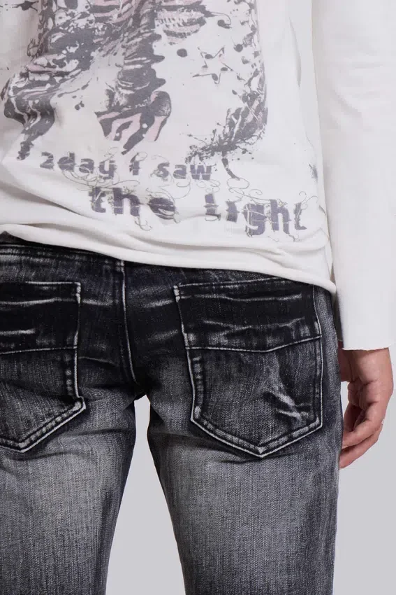 Czarne, sprane jeansy typu bootcut „Drift”