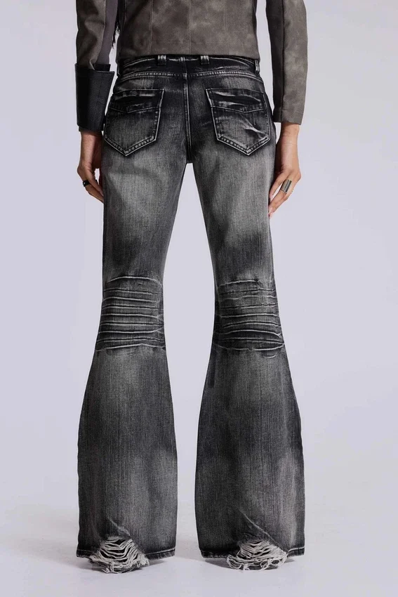 Czarne, sprane jeansy typu bootcut „Drift”