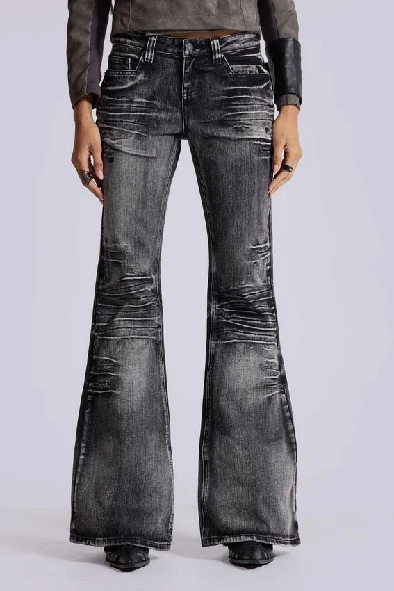 Czarne, sprane jeansy typu bootcut „Drift”