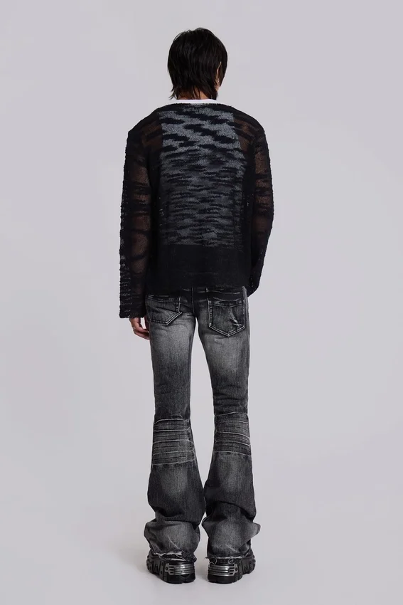 Czarne, sprane jeansy typu bootcut „Drift”
