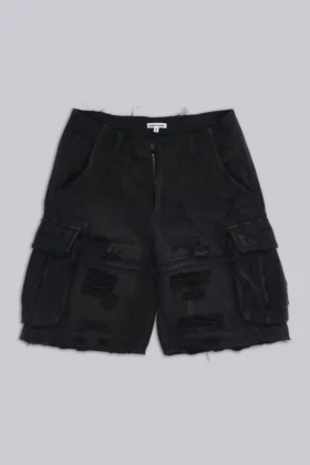 Czarne szorty cargo „Distressed Beach”
