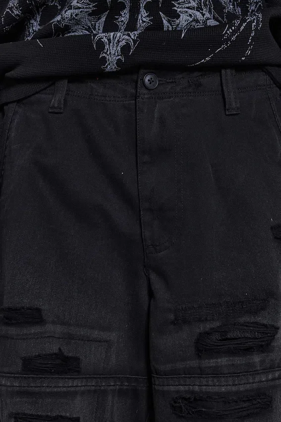 Czarne szorty cargo „Distressed Beach”