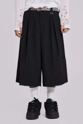 Czarne szorty typu baggy „Goliath” w prążki w rozmiarze XL