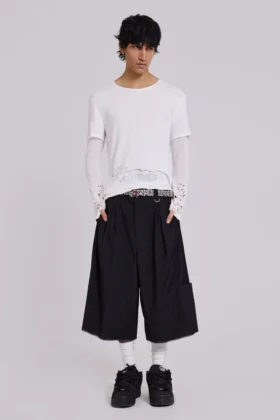 Czarne szorty typu baggy „Goliath” w prążki w rozmiarze XL