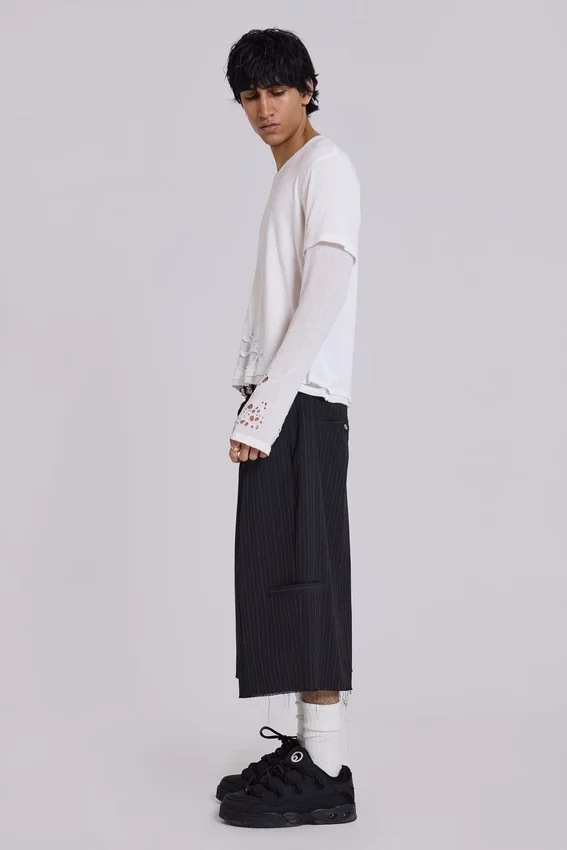 Czarne szorty typu baggy „Goliath” w prążki w rozmiarze XL