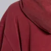 Czerwona bluza z kapturem na zamek, z podszewką o fakturze wafla i efektem wyblakłego słońca