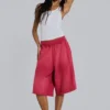 Czerwone szorty dresowe Monster Joggers w sportowe paski