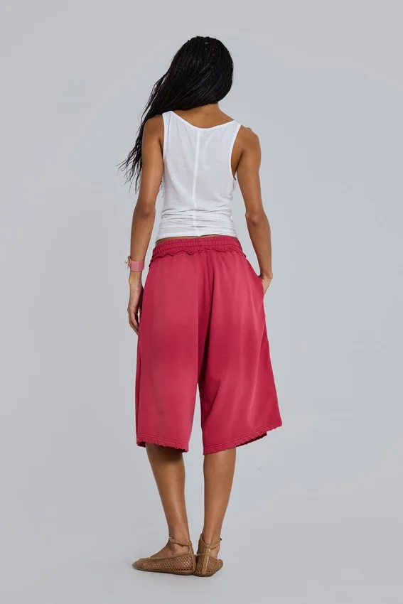 Czerwone szorty dresowe Monster Joggers w sportowe paski