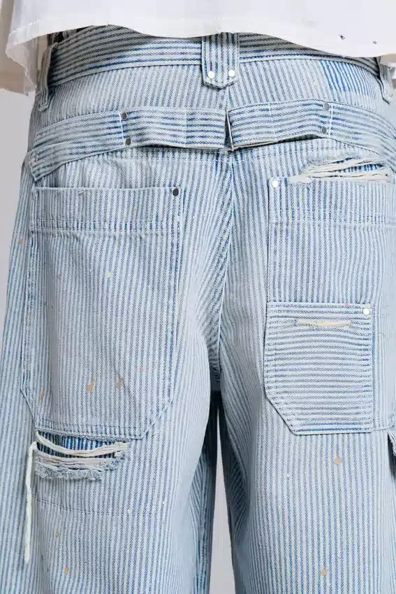 Dżinsy typu „Carpenter” z podwójnymi kolanami w prążki