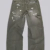 Farbowane jeansy typu carpenter z tkaniny ripstop w kolorze khaki