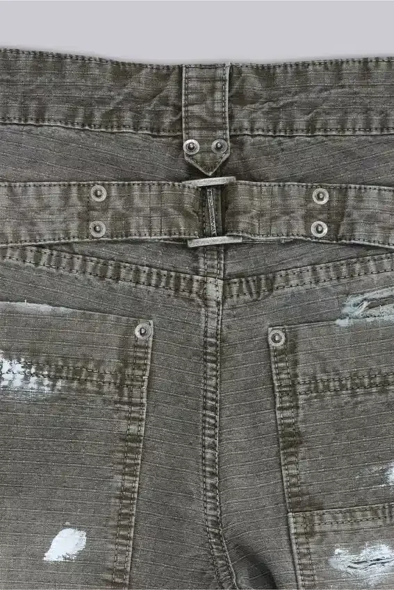 Farbowane jeansy typu carpenter z tkaniny ripstop w kolorze khaki