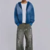 Farbowane jeansy typu carpenter z tkaniny ripstop w kolorze khaki