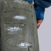 Farbowane jeansy typu carpenter z tkaniny ripstop w kolorze khaki