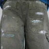 Farbowane jeansy typu carpenter z tkaniny ripstop w kolorze khaki