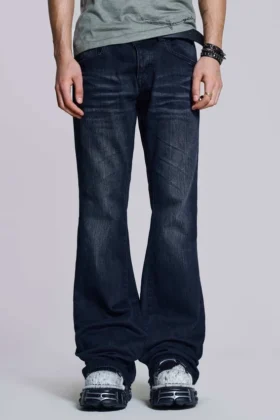Indigo Creased Drift Bootcut Jeansy