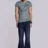 Indigo Creased Drift Bootcut Jeansy