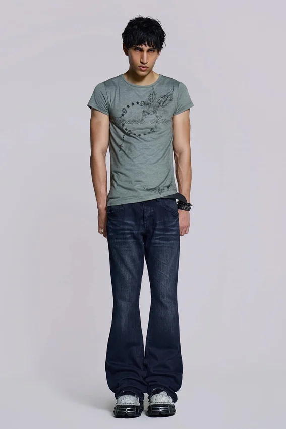 Indigo Creased Drift Bootcut Jeansy