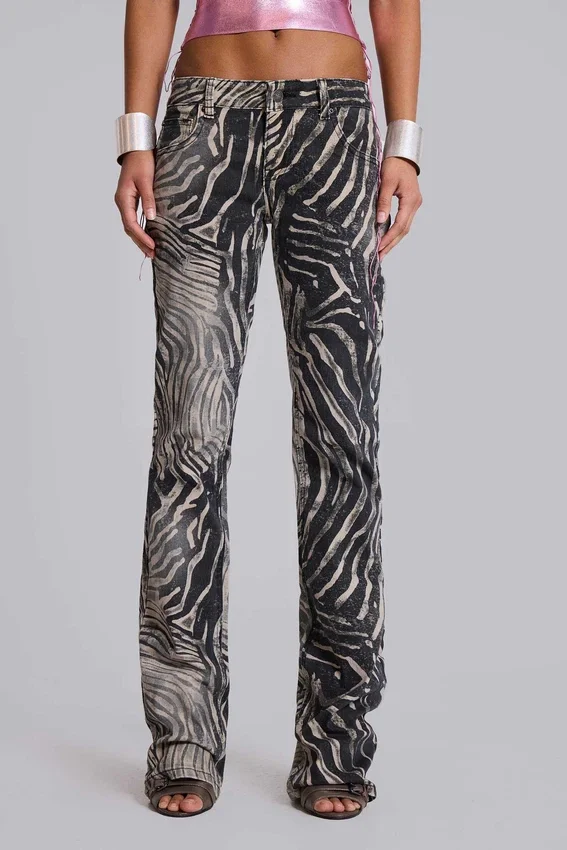 Jeansy Leona Bootcut Cooper w zebrowy wzór