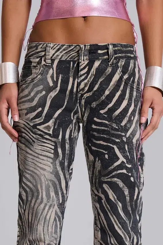 Jeansy Leona Bootcut Cooper w zebrowy wzór