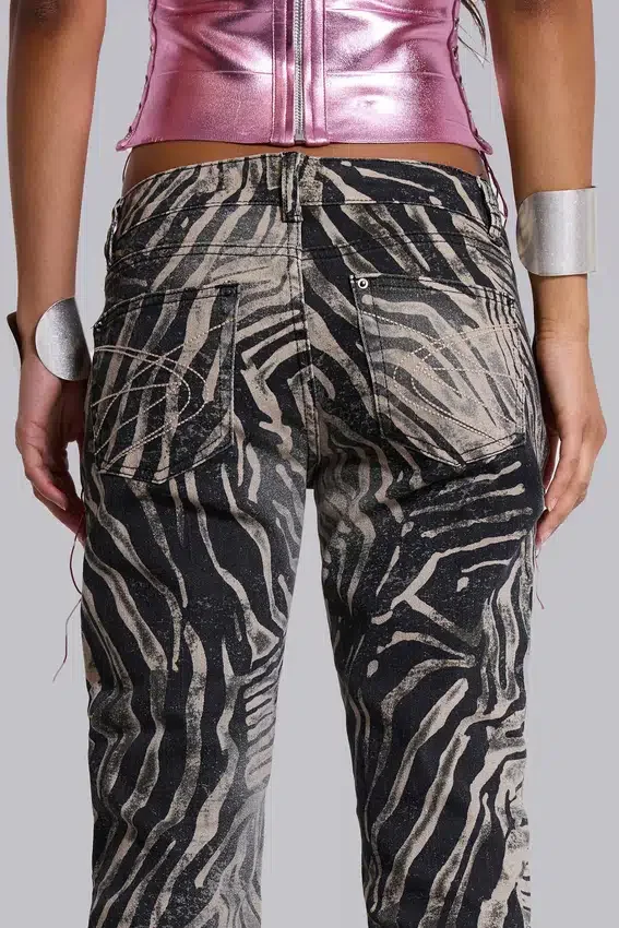Jeansy Leona Bootcut Cooper w zebrowy wzór