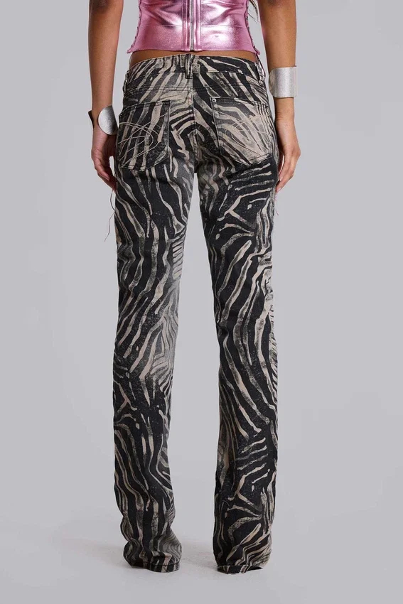 Jeansy Leona Bootcut Cooper w zebrowy wzór