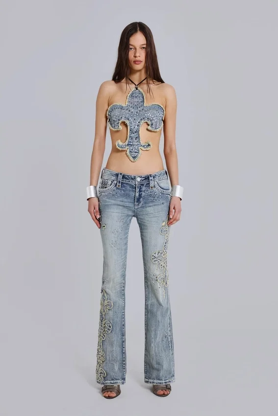 Jeansy Rock Revival Madison z ozdobami, o kroju bootcut