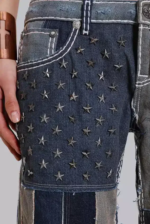 Jeansy Rock Revival Patchwork Flag Rider