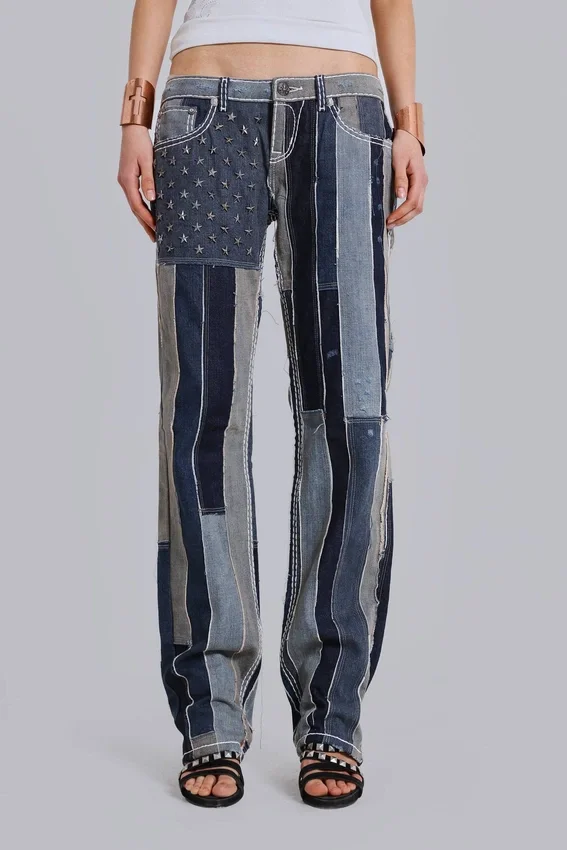 Jeansy Rock Revival Patchwork Flag Rider
