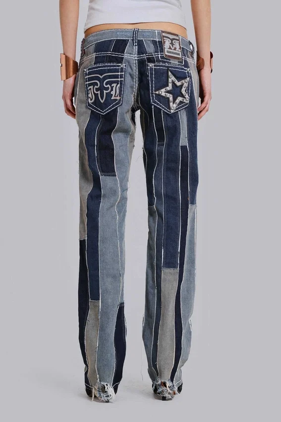 Jeansy Rock Revival Patchwork Flag Rider