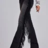 Jeansy z frędzlami El Topo w stylu bootcut w czarnym wykończeniu