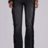 Jeansy z frędzlami El Topo w stylu bootcut w czarnym wykończeniu
