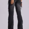 Jeansy z frędzlami El Topo w stylu bootcut w czarnym wykończeniu