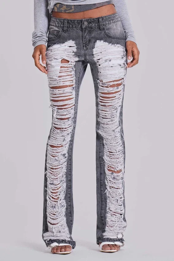 Jeansy Zain Shredded Bootcut w kolorze szarym