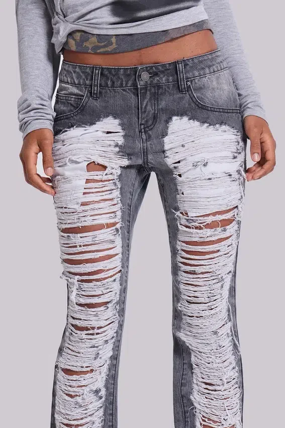 Jeansy Zain Shredded Bootcut w kolorze szarym