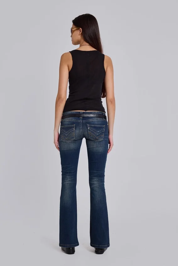 Kelsey Low Rise Skinny Bootcut Jeans w ciemnym odcieniu