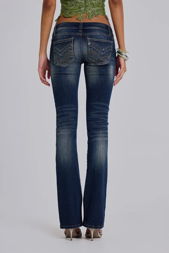 Kelsey Low Rise Skinny Bootcut Jeans w ciemnym odcieniu